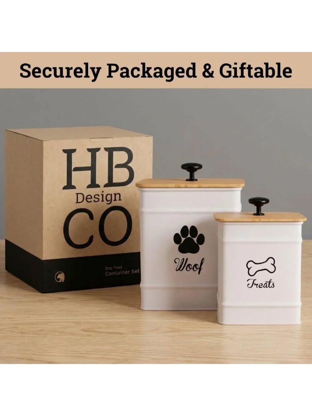 Airtight Dog Treat Container Set of 2 - Durable Metal, Easy Open, Fits 20 Cups